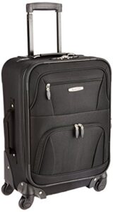 rockland expandable spinner carry on, black, 19-inch