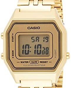 Casio Ladies Mid-Size Gold Tone Digital Retro Watch LA-680WGA-9DF