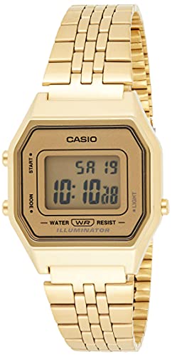 Casio Ladies Mid-Size Gold Tone Digital Retro Watch LA-680WGA-9DF