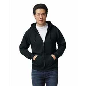gildan adult fleece zip hoodie sweatshirt, style g18600, black, large