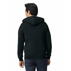 Gildan Adult Fleece Zip Hoodie Sweatshirt, Style G18600, Black, Large