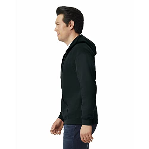 Gildan Adult Fleece Zip Hoodie Sweatshirt, Style G18600, Black, Large