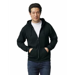 Gildan Adult Fleece Zip Hoodie Sweatshirt, Style G18600, Black, 2X-Large