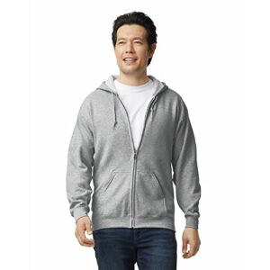 gildan adult fleece zip hoodie sweatshirt, style g18600, sport grey, 2x-large