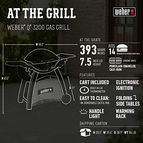 Weber Q3200 Liquid Propane Grill,White