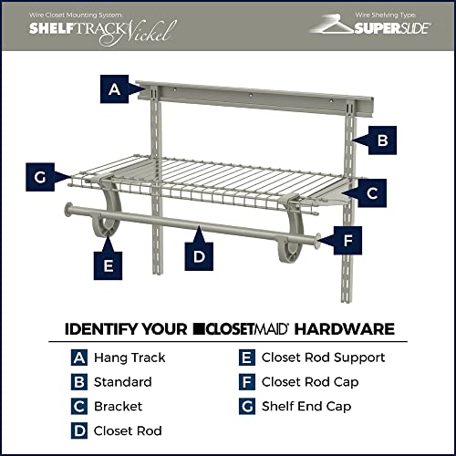 ClosetMaid SuperSlide Wire Shelf, 4 ft. W x 16 in. D, Ventilated Wire Wall Shelving, Nickel Finish, for Closet, Laundry or Pantry