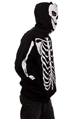 Calhoun Men's Glow in The Dark Skeleton Costume Zip Hoodie (Black, X-Large)