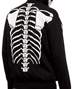 Calhoun Men's Glow in The Dark Skeleton Costume Zip Hoodie (Black, X-Large)