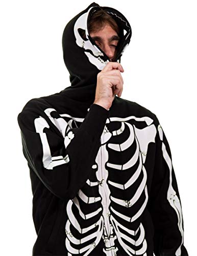 Calhoun Men's Glow in The Dark Skeleton Costume Zip Hoodie (Black, X-Large)