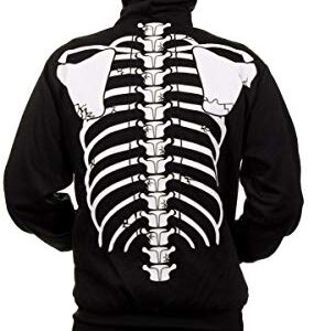 Calhoun Men's Glow in The Dark Skeleton Costume Zip Hoodie (Black, X-Large)