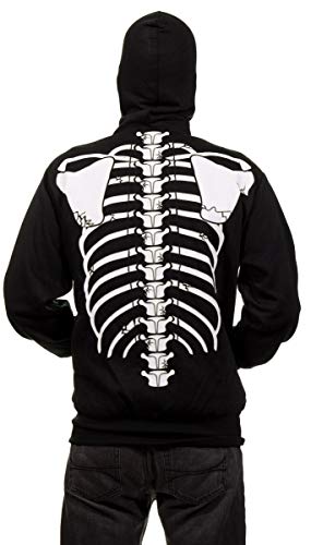 Calhoun Men's Glow in The Dark Skeleton Costume Zip Hoodie (Black, X-Large)