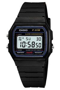 casio standard digital watch with led-light f-91w-1jf