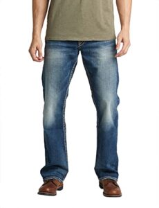 silver jeans co. men's zac relaxed fit straight leg jeans, medium indigo sjb380, 38w x 32l