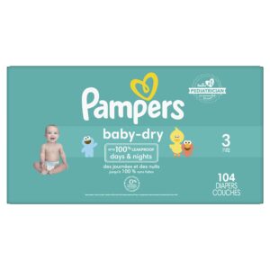 pampers baby dry diapers size 3, 104 count - disposable diapers