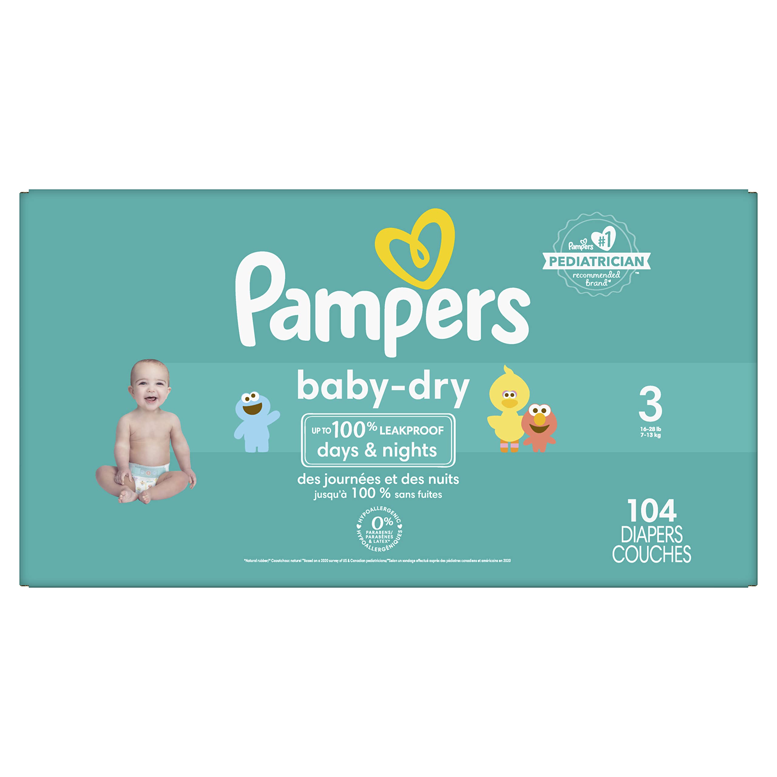 Pampers Baby Dry Diapers Size 3, 104 count - Disposable Diapers