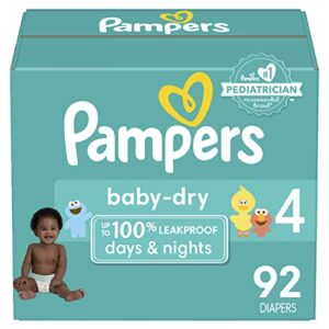 pampers baby dry diapers size 4, 92 count - disposable diapers