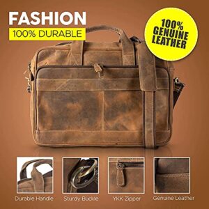 Leather Briefcase 18 Inch Laptop Messenger Bags for Men and Women Best Office School College Briefcase Satchel Bag