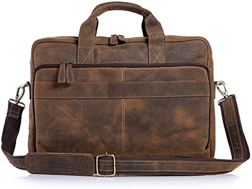 Leather Briefcase 18 Inch Laptop Messenger Bags for Men and Women Best Office School College Briefcase Satchel Bag