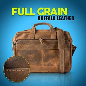 Leather Briefcase 18 Inch Laptop Messenger Bags for Men and Women Best Office School College Briefcase Satchel Bag