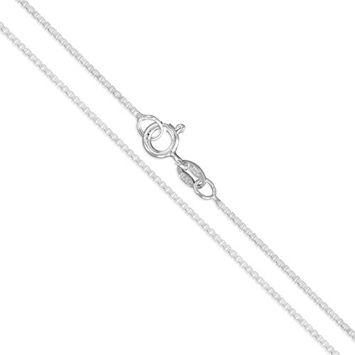 SAC SILVER Sterling Silver Box Chain 1mm Genuine Solid 925 Italy Classic New Necklace 18in