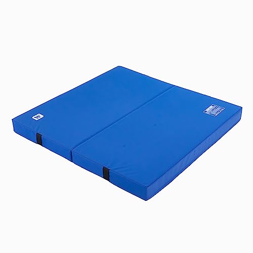 We Sell Mats 8 Inch Thick Bi-Folding Gymnastics Crash Landing Mat Pad, Safety for Tumbling, Back Handspring Training and Cheerleading, 4 ft x 8 ft, Blue