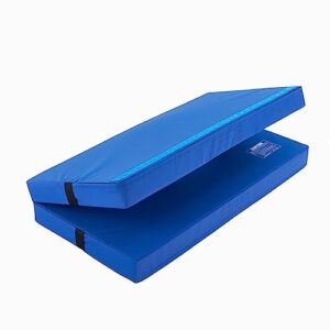 We Sell Mats 8 Inch Thick Bi-Folding Gymnastics Crash Landing Mat Pad, Safety for Tumbling, Back Handspring Training and Cheerleading, 4 ft x 8 ft, Blue