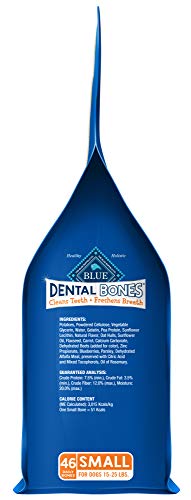 Blue Buffalo Dental Bones Small Natural Dental Chew Dog Treats, (15-25 lbs) 27-oz Bag Value Pack