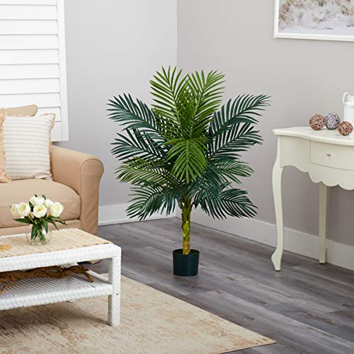 Nearly Natural 5357 4ft. Golden Cane Palm Tree,Green