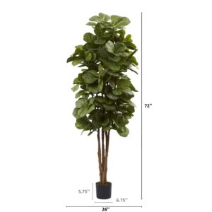 Nearly Natural 6ft Fiddle Leaf Fig Artificial Trees, 72in, Green