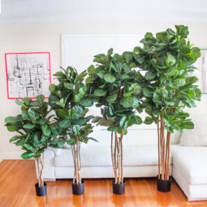 Nearly Natural 6ft Fiddle Leaf Fig Artificial Trees, 72in, Green