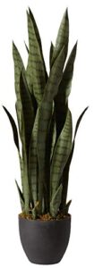 nearly natural, green 4855 35in. sansevieria with black planter