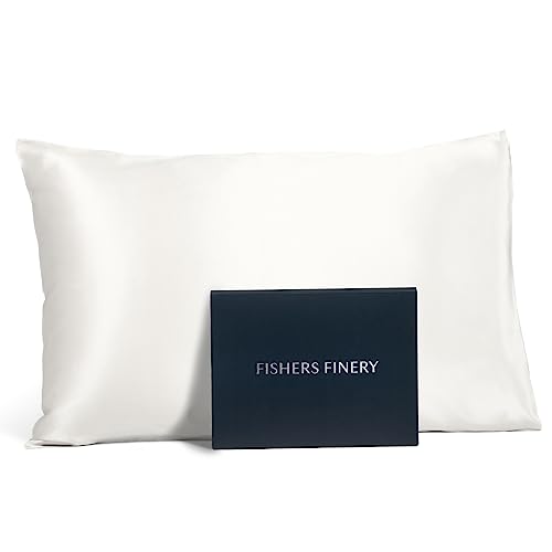 Fishers Finery 25mm 100% Pure Mulberry Silk Pillowcase, Good Housekeeping Winner (White, Queen)