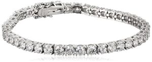 amazon collection platinum plated sterling silver tennis bracelet set with round cut infinite elements cubic zirconia (16.77 cttw), 7.25"
