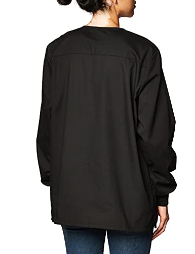 Dickies EDS Signature Scrubs for Women, Snap Front Scrub Jacket in Soft Brushed Poplin 86306, S, Black