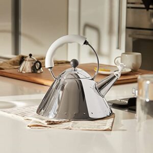 Alessi Michael Graves 9093 Stainless Steel Whistling Kettle, 2 Quarts, White