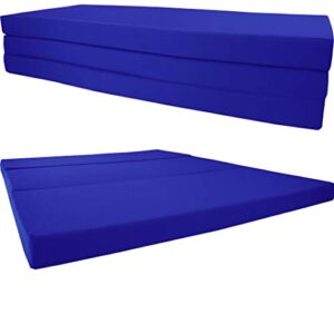 d&d futon furniture queen royal blue shikibuton trifold foam beds 80 x 60 x 4, folding foam bed, ottoman, bench, 1.8 lb high density foam