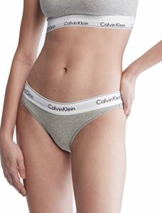 calvin klein women's modern cotton stretch bikini panty, grey heather, large