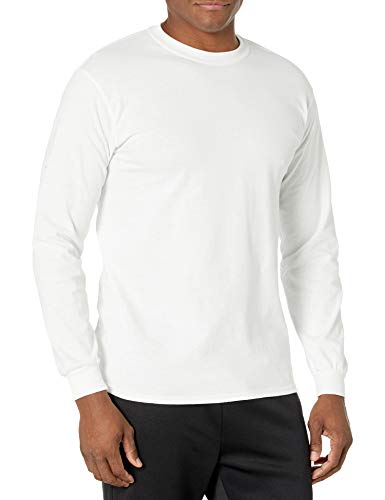 Gildan Men's Ultra Cotton Long Sleeve T-Shirt, Style G2400, White, Medium