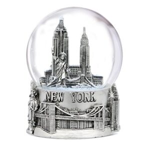 silver new york city snow globe gift 4.5 inch (80mm) from nyc snow globes souvenirs (damaged box)