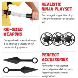 Liberty Imports Ninja Warrior Bow and Arrow Archery Set with Katana Sword, Sai, Melee Toy Weapons for Kids Pretend Role Play Equipment, Cosplay, Costume Accessories