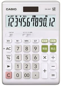 casio standard calculator w tax rate setting and tax calculation desk type 12-digit dw-200t-n white