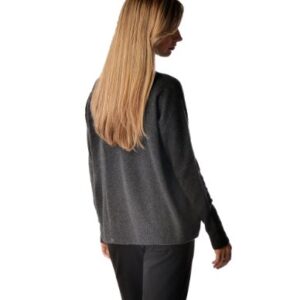 Cashmere Boutique: Women's 100% Pure Cashmere V-Neck Boyfriend Sweater (Color: Medium Gray, Size: Large)