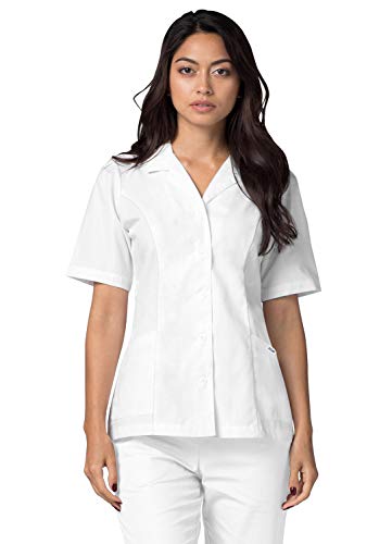 Adar Universal Scrubs for Women - Lapel Collar Scrub Top - 605 - White - S