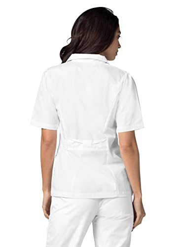 Adar Universal Scrubs for Women - Lapel Collar Scrub Top - 605 - White - S