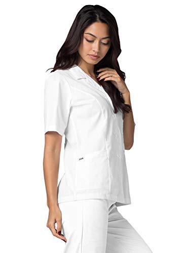 Adar Universal Scrubs for Women - Lapel Collar Scrub Top - 605 - White - S