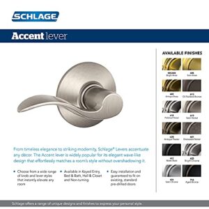 Schlage F51A ACC 619 Accent Door Lever, Keyed Entry Lock, Satin Nickel