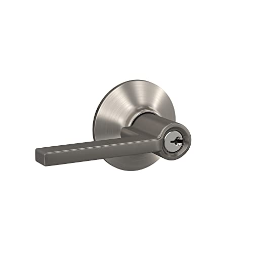 Schlage F51A LAT 619 Latitude Door Lever, Keyed Entry Lock, Satin Nickel