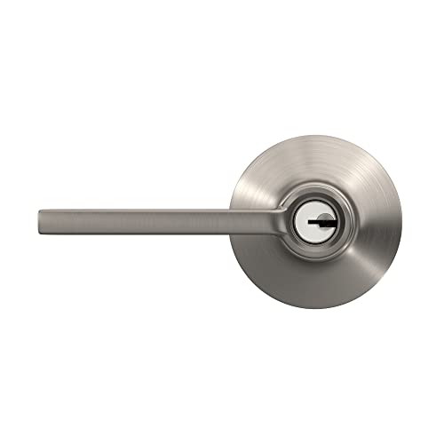 Schlage F51A LAT 619 Latitude Door Lever, Keyed Entry Lock, Satin Nickel