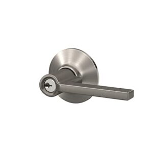 Schlage F51A LAT 619 Latitude Door Lever, Keyed Entry Lock, Satin Nickel