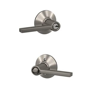 Schlage F51A LAT 619 Latitude Door Lever, Keyed Entry Lock, Satin Nickel